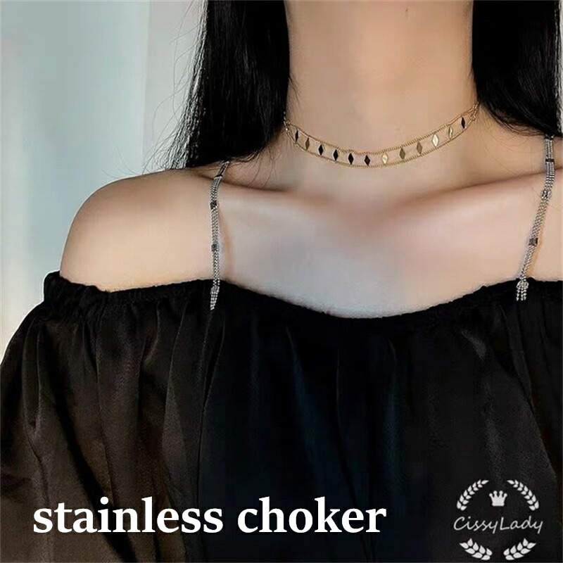 楽天市場】CICI 18kgp ステンレス製 菱型プレート チョーカー