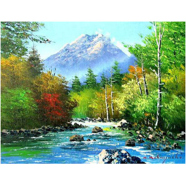 楽天市場】油彩画 小林幸三 「焼岳」 F6号 額入り 油絵 風景画 額装