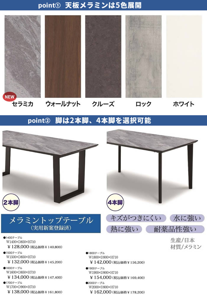 楽天市場】【送料無料】MT ダイニングテーブル 幅160cm メラミン 耐熱