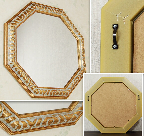 楽天市場】ゴールドオクタゴン 八角ミラー 壁掛け鏡 縁起の良い八角形