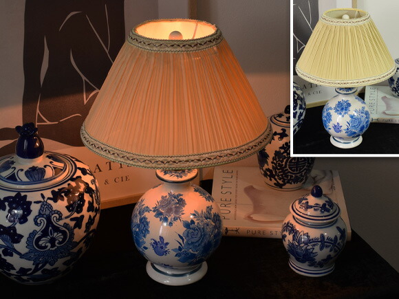 楽天市場】マンダリンブルー 陶器テーブルランプ 青いバラ柄 テーブル