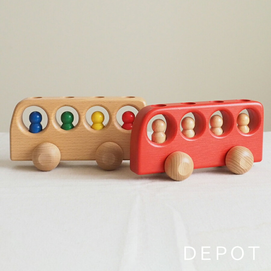 楽天市場】ケラー社 4人のりバス 白木 / 赤 木のおもちゃ ドイツ 木製