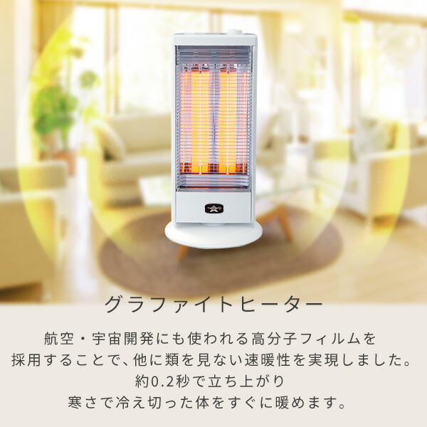 楽天市場】ヒーター 遠赤外線グラファイトヒーター 手動首振り機能付き