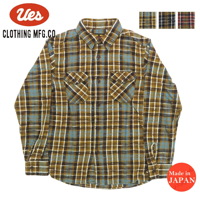 楽天市場】UES ウエス チェック スラブネルシャツ 長袖 502554 【2025