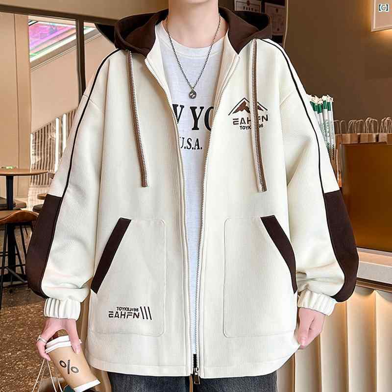 楽天市場】文字 フード付き メンズカジュアル 刺繍 ジャケット メンズ