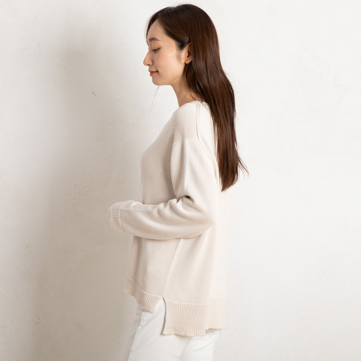 楽天市場】シルク100％ ふわふわ加工 クルーネック 長袖 ニット 日本製