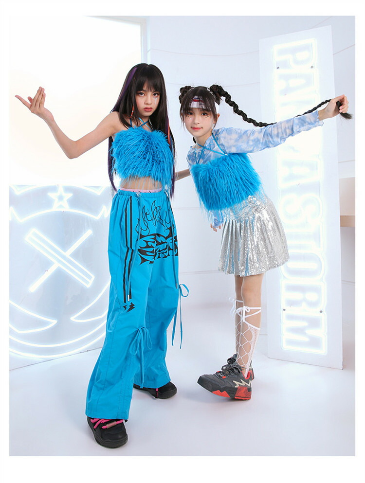 楽天市場】水色 青系 ダンス衣装 キッズ 女の子 フェイクファー