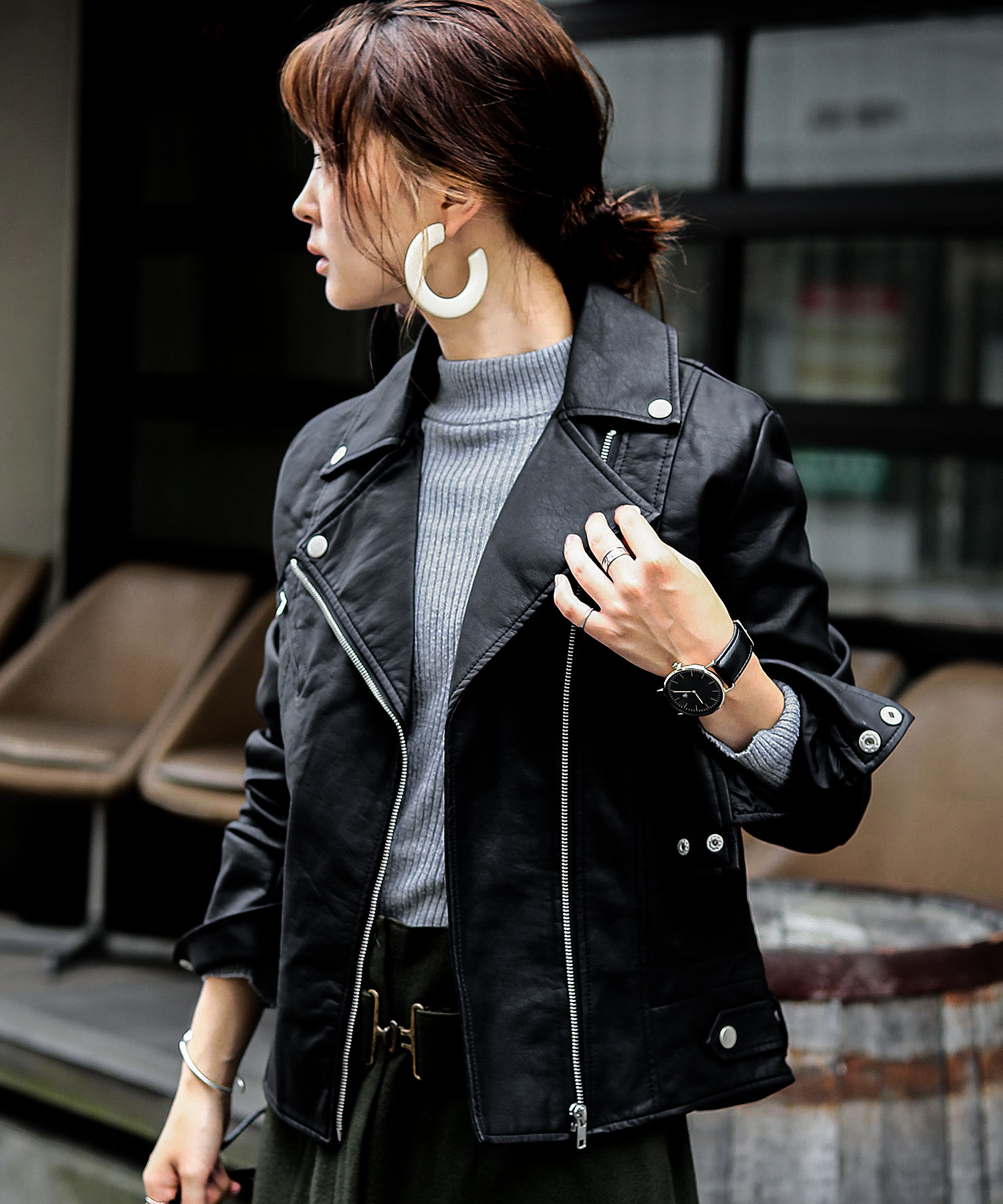 楽天市場】ライダースジャケット レディース レザージャケット