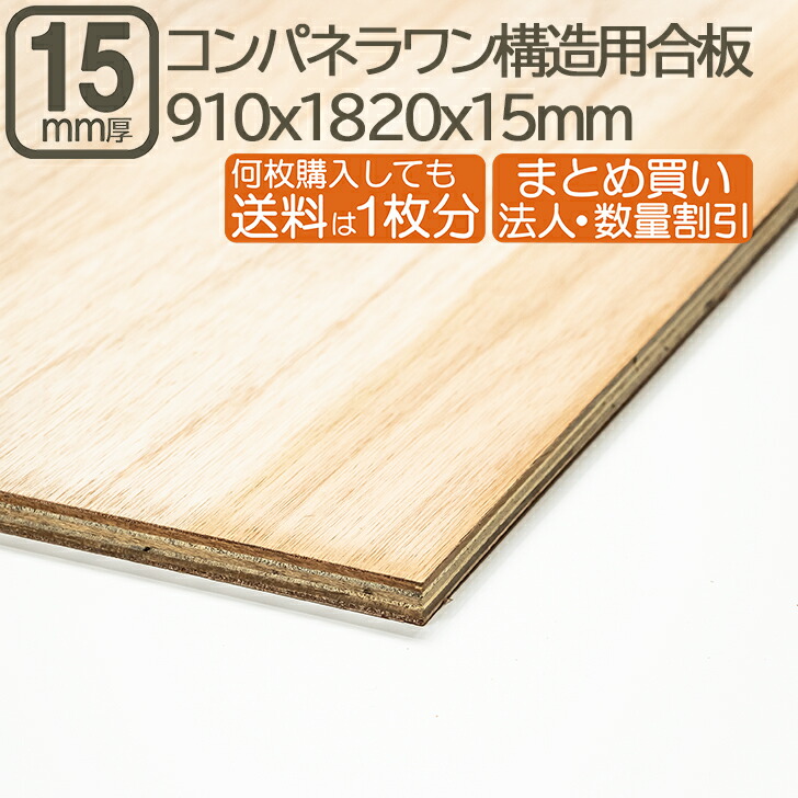 楽天市場】コンパネ・ラワン構造合板 15mm 耐水 ベニヤ板