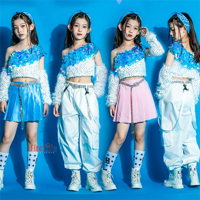 楽天市場】ダンス衣装 キッズ キラキラトップス ホワイトパンツ ピンク