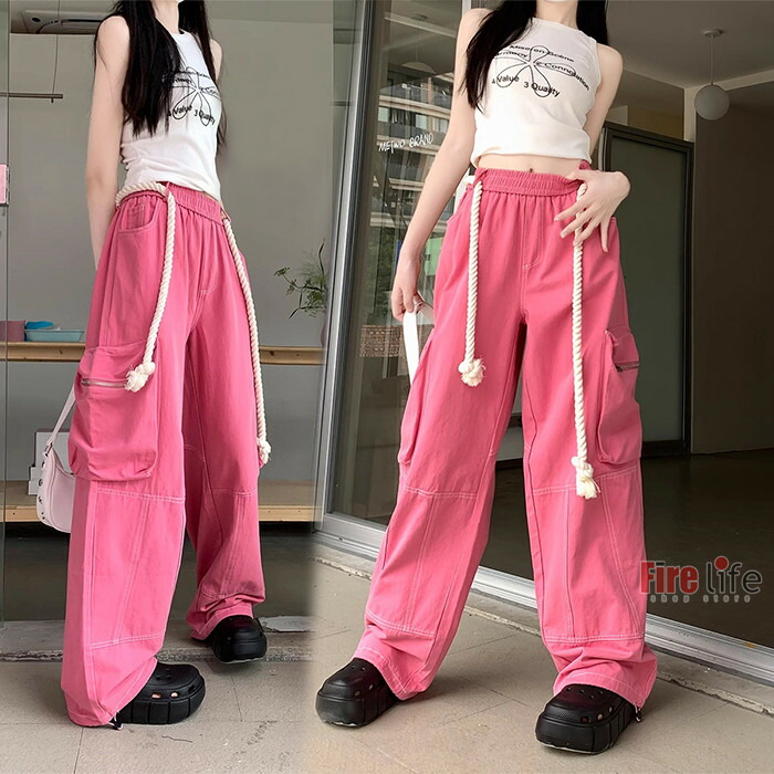 楽天市場】カーゴパンツ ピンク ダンスパンツ ワイドパンツ レディース