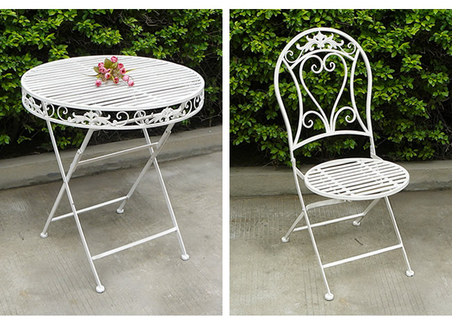 楽天市場】ホワイトアイアンチェア 2脚セット ガーデンチェア