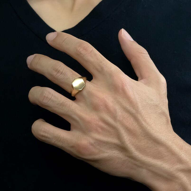 楽天市場】リング 10k 印台 指輪 シグネットリング 10金 イエロー