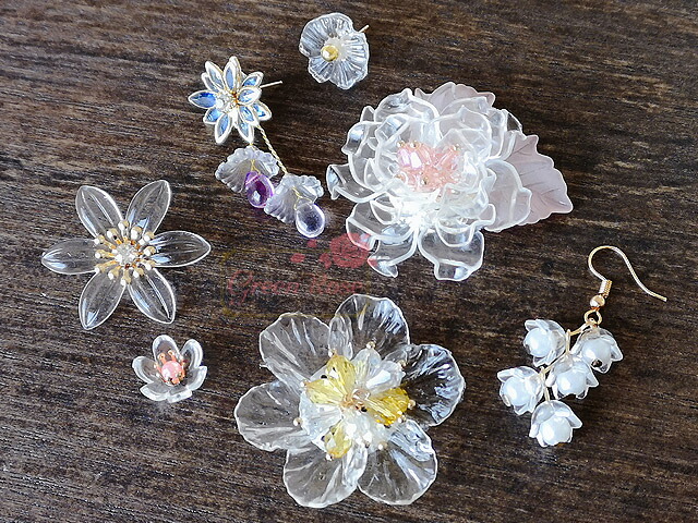 楽天市場】フラワーパーツ クリアカラー 全11種 小60個・中40個・大20