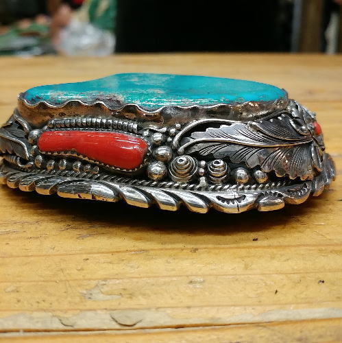 楽天市場】バックル ターコイズ ハンドメイドSilver925 ブルー