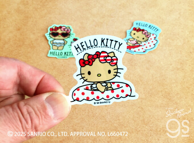 楽天市場】日焼けハローキティ ダイカットミニステッカー ビーチ 夏 海