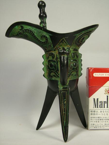 楽天市場】□龍香堂□☆珍品！中国産銅製置物「爵（三足酒器175mm