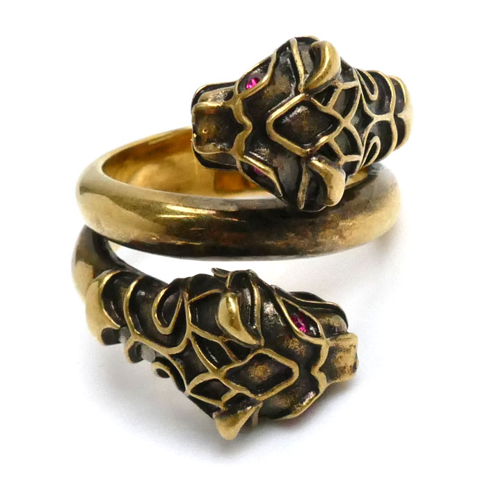 楽天市場】GUCCI グッチ メタル ダブルタイガーヘッド カラーストーン