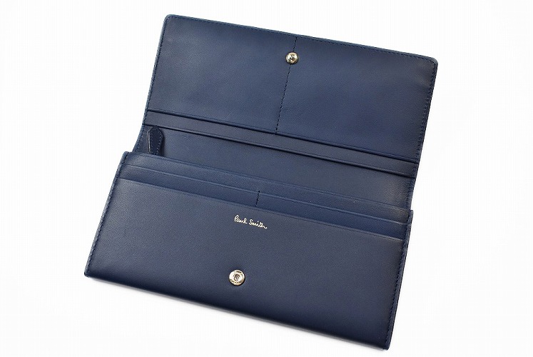 楽天市場】ポールスミス 長財布 財布 レディース ネイビー 紺 かぶせ