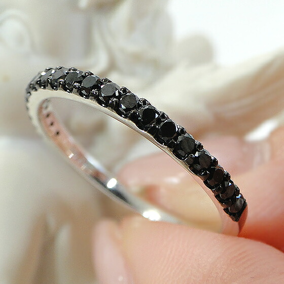 楽天市場】K10YG/WG ブラックダイヤモンド エタニティ リング指輪