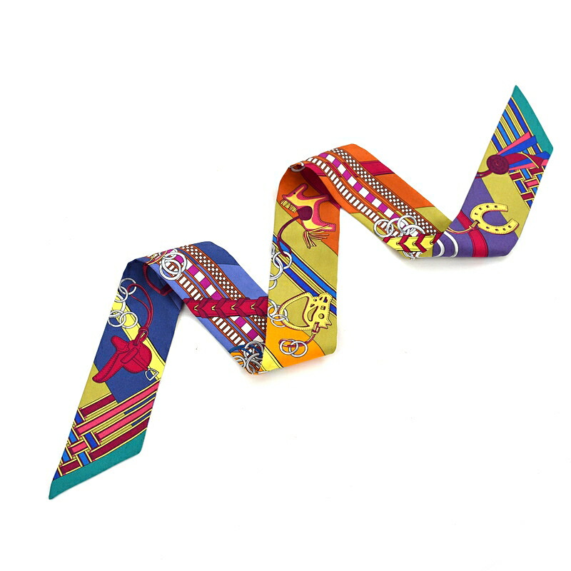 楽天市場】エルメス ツイリー スカーフ シルク100% マルチカラー 馬勒