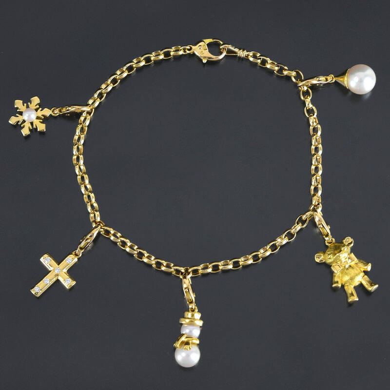 楽天市場】ミキモト ブレスレット 5モチーフ チャーム付き パール