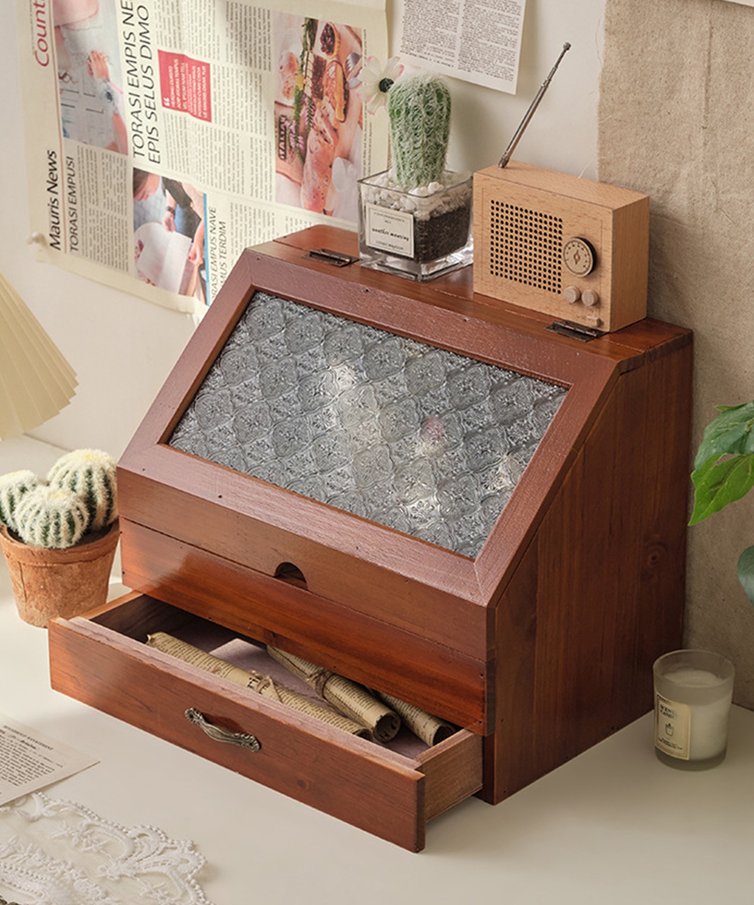 楽天市場】収納ボックス メイクボックス 大容量 木製 コスメボックス