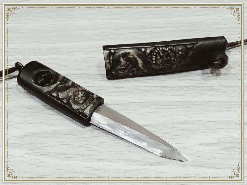 楽天市場】アイヌ文様 マキリ ペンダント 小刀 木彫り アウトドア