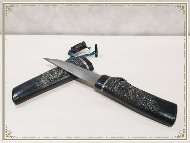 楽天市場】アイヌ文様 木彫りマキリ 特彫り 両面彫り 1点限り 小刀