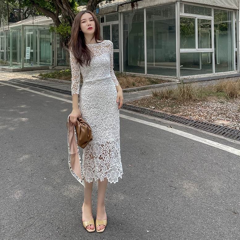 楽天市場】ワンピース レースワンピ レディース 総レース ドレス 半袖