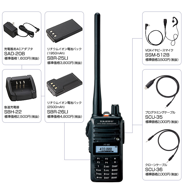 楽天市場】FT-65 アマチュア無線機 ヤエス デュアルバンド FM
