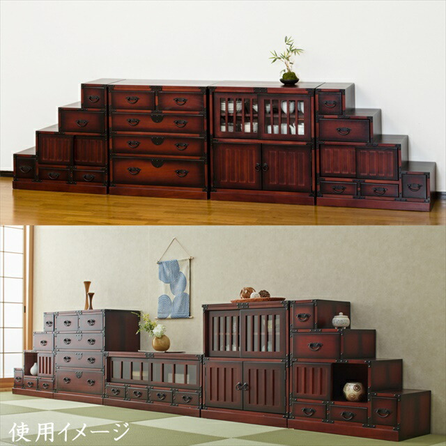 大幅最終値下げ2】昭和レトロ 螺鈿細工 和箪笥 3段チェスト 葡萄文様