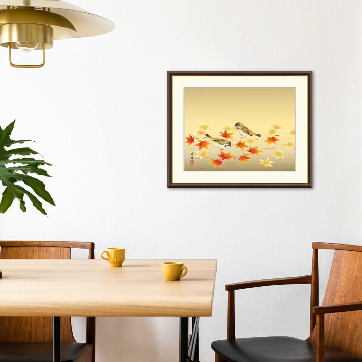 楽天市場】絵画 日本画 額入りアート 秋 「紅葉に小鳥」 J4-B031 F8