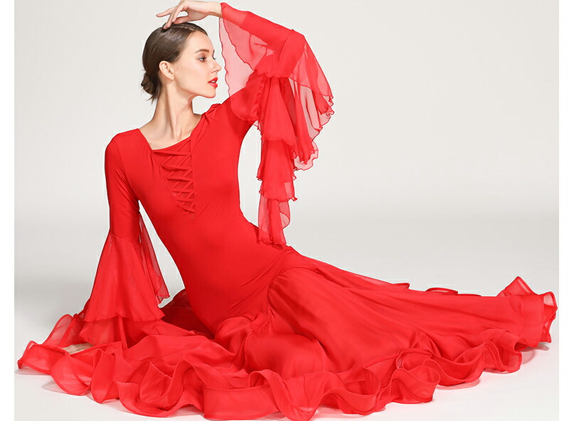 楽天市場】送料無料 社交ダンスドレス 社交ダンス衣装 ブラック 赤