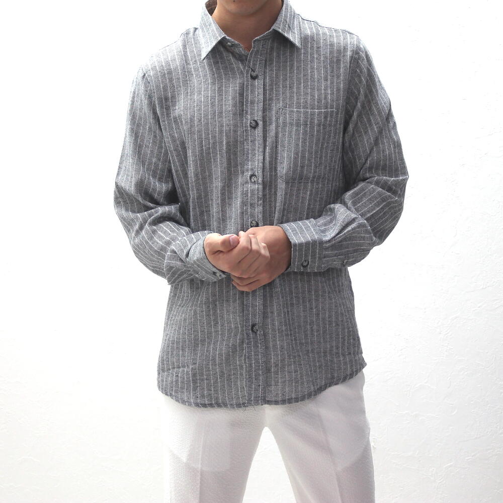 楽天市場】ストライプシャツ 長袖シャツ 綿 コットンブレンド メンズ
