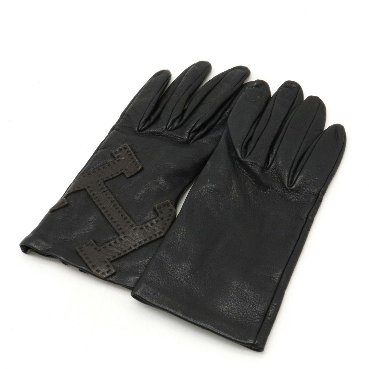 未使用級】HERMES エルメス最上級カシミア スエード手袋Hロゴ黒