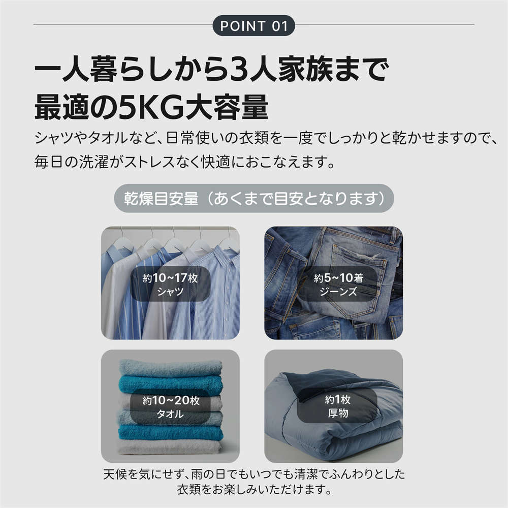 楽天市場】【二重殺菌】衣類乾燥機 5kg 一人暮らし 小型 回転式衣類