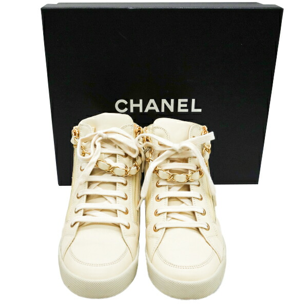 楽天市場】【中古】CHANEL シャネル スニーカー ハイカット チェーン