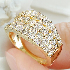 楽天市場】K18YG/PG【2.0ct】豪華 4列 ダイヤモンド リング【送料無料