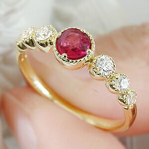 楽天市場】K18YG/PG ルビー ダイヤモンド リングジュエリー