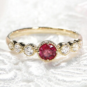 楽天市場】K18YG/PG ルビー ダイヤモンド リングジュエリー