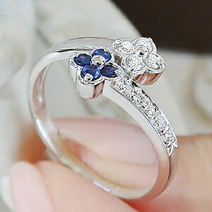 楽天市場】Pt900 ブルーサファイア ダイヤモンド フラワー リング指輪