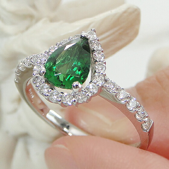 楽天市場】Pt900 グリーンガーネット ダイヤモンド リング指輪 リング