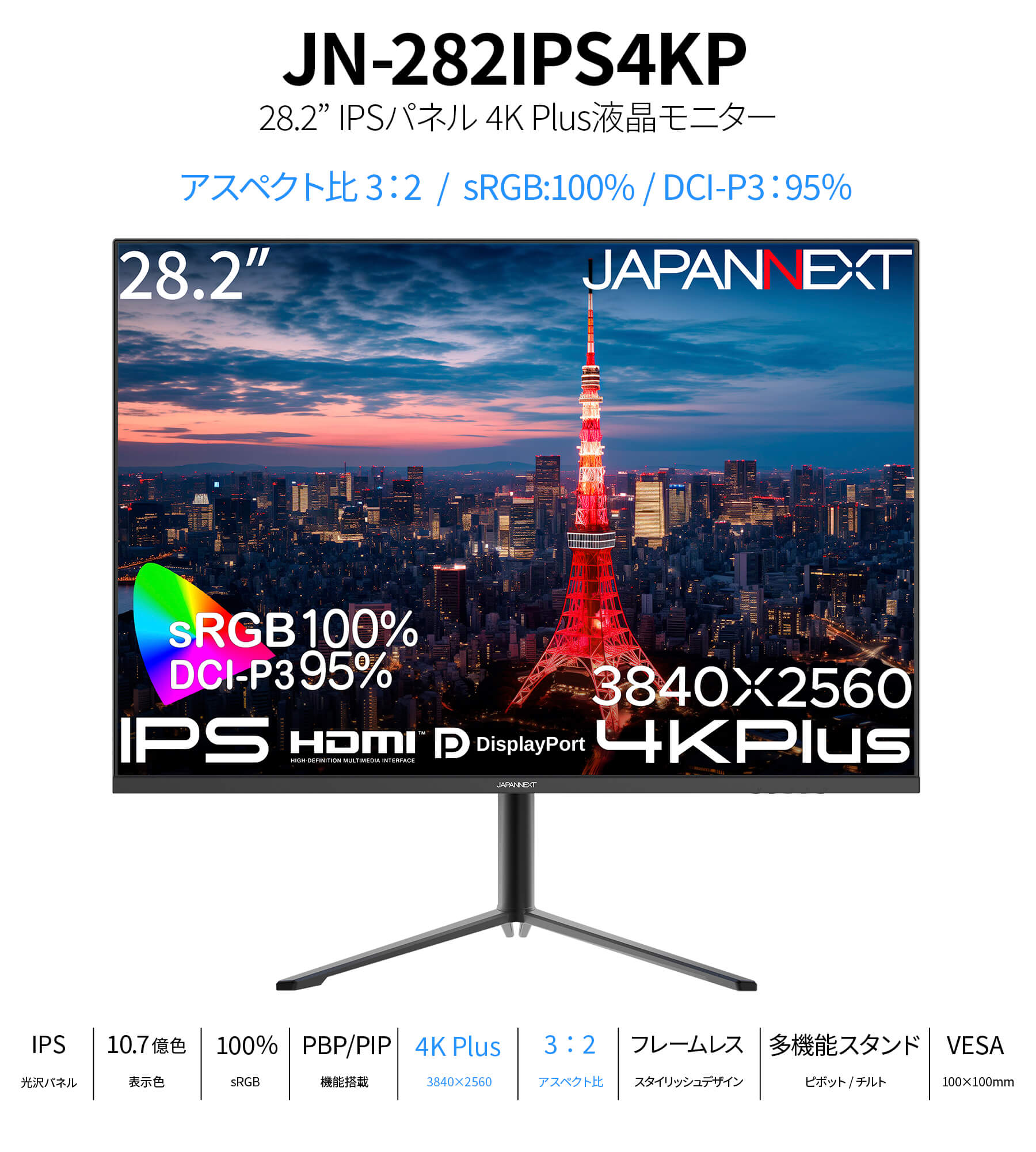 楽天市場】JAPANNEXT 28.2インチ IPSパネル搭載 4K Plus(3840x2560