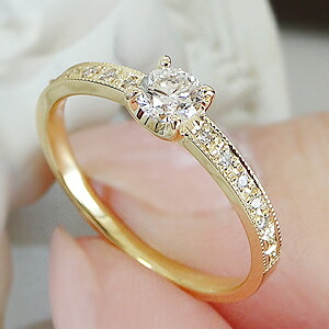 楽天市場】K18【0.29ctUP】大粒 ダイヤモンド リングハーフエタニティ