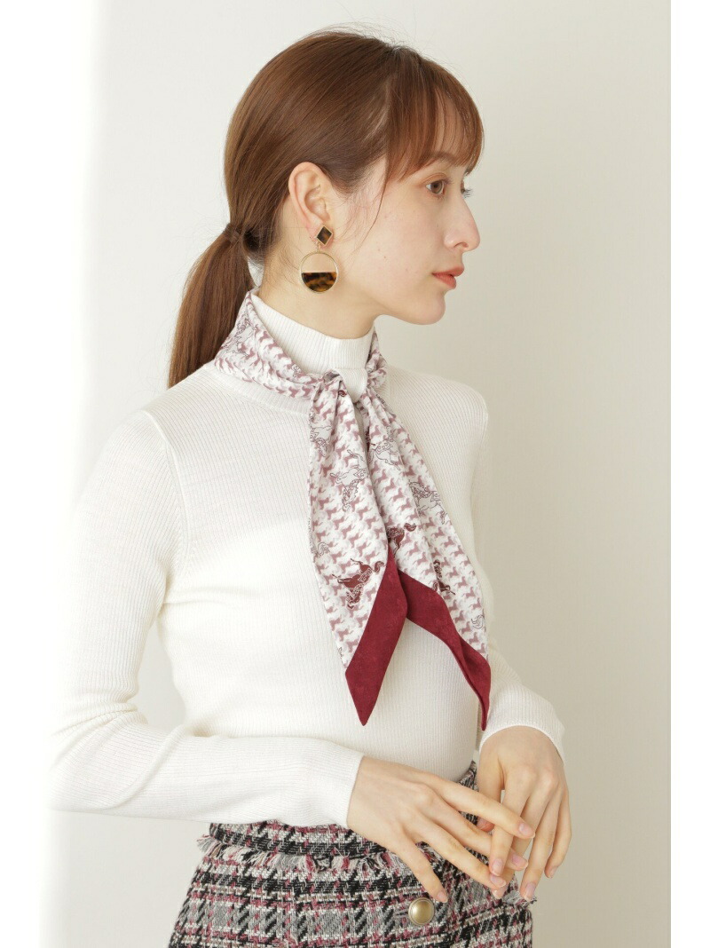 スカーフシルク地とニットの高品質マダムトップスセーター