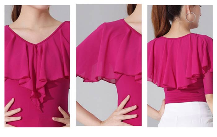 楽天市場】社交ダンス トップス 5分袖 フリル ラテンダンス 衣装