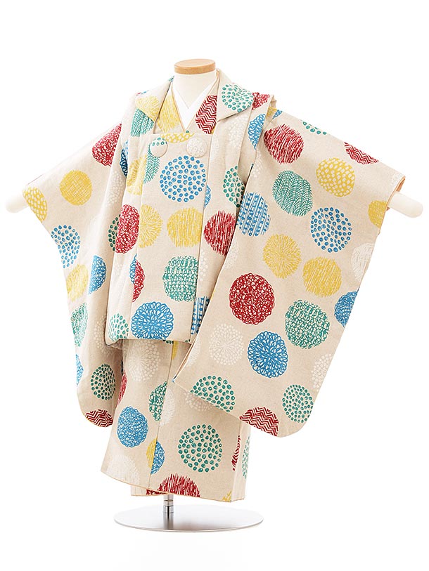 楽天市場】七五三レンタル 被布 男児 着物 2524 ベージュカラフル