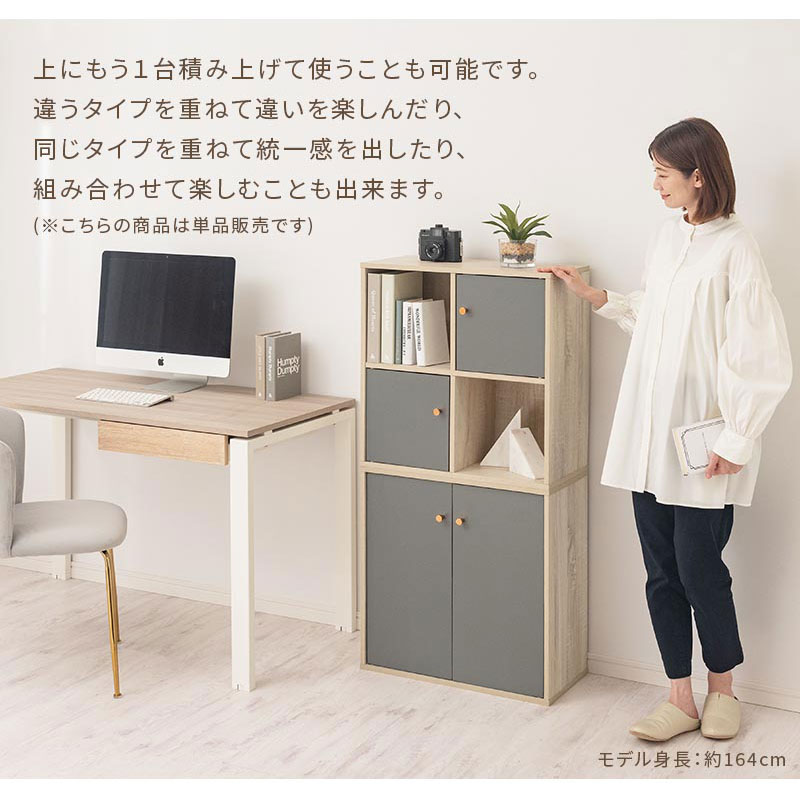 楽天市場】カラーボックス 2段 積み重ね可能 扉 取っ手付き Toffy