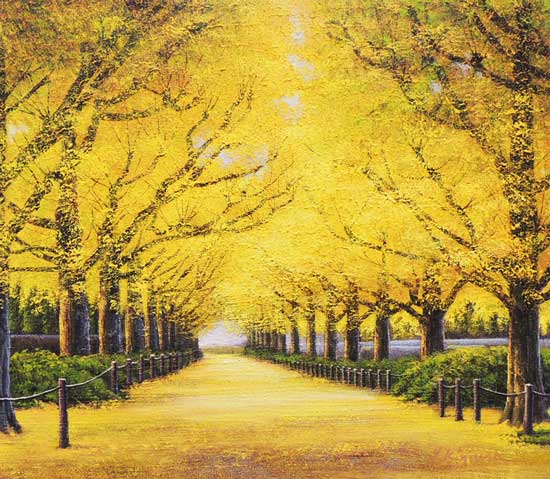 楽天市場】絵画 油絵 神宮外苑いちょう並木 F50号 （木村由記夫） 送料